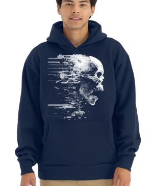 Glitch lebka, bílý tisk