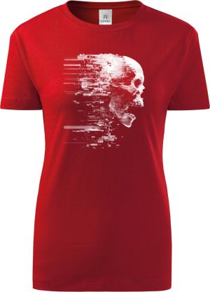 Glitch lebka, bílý tisk