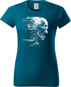 Glitch lebka, bílý tisk