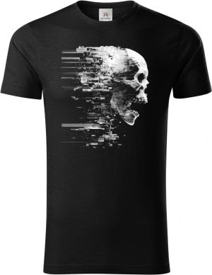 Glitch lebka, bílý tisk