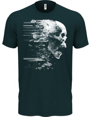 Glitch lebka, bílý tisk