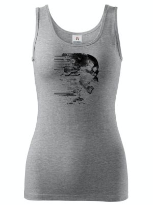 Glitch lebka, černý tisk