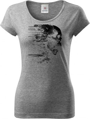 Glitch lebka, černý tisk