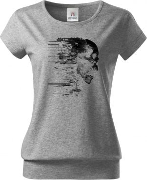 Glitch lebka, černý tisk