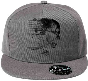 Glitch lebka, černý tisk