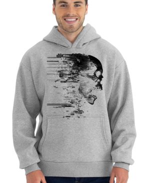 Glitch lebka, černý tisk