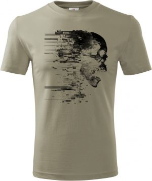 Glitch lebka, černý tisk