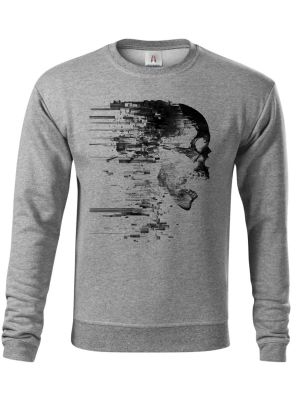 Glitch lebka, černý tisk