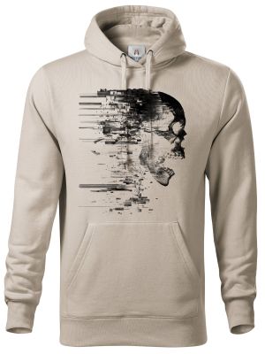 Glitch lebka, černý tisk