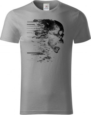 Glitch lebka, černý tisk