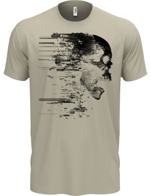 Glitch lebka, černý tisk