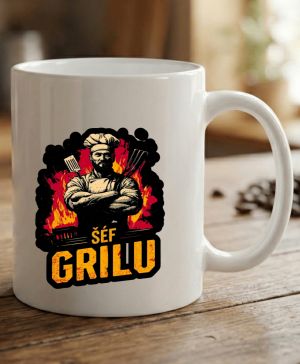 Grilovačka Šéf Grilu, bílý potisk