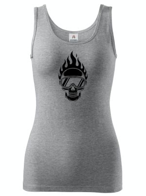 Hořící lebka lyžaře,černý potisk