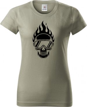 Hořící lebka lyžaře,černý potisk