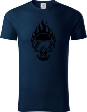 Hořící lebka lyžaře,černý potisk