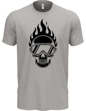 Hořící lebka lyžaře,černý potisk