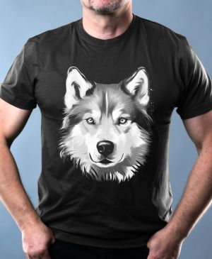Husky, bílý tisk
