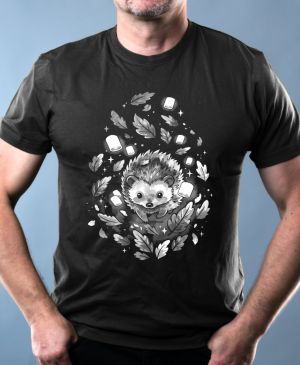 Ježek v listí, bílý potisk