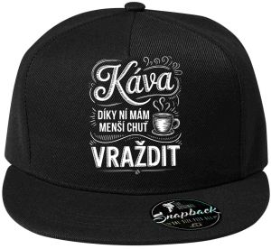 Káva, díky ní mám menší chuť vraždit. V2, bílý potisk