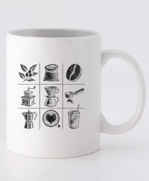 Káva koláž, černý tisk