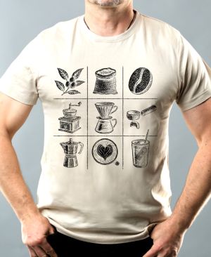 Káva koláž, černý tisk