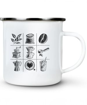 Káva koláž, černý tisk