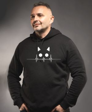 Kočičí EKG, bílý potisk