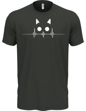 Kočičí EKG, bílý potisk