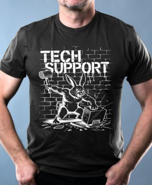 Králík technické podpory, bílý tisk