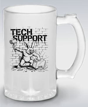 Králík technické podpory, černý tisk