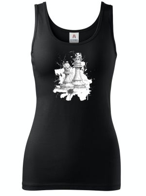 Královská hra, šachy, bílý potisk