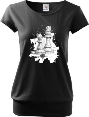 Královská hra, šachy, bílý potisk