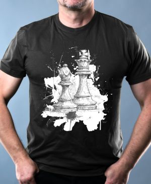 Královská hra, šachy, bílý potisk