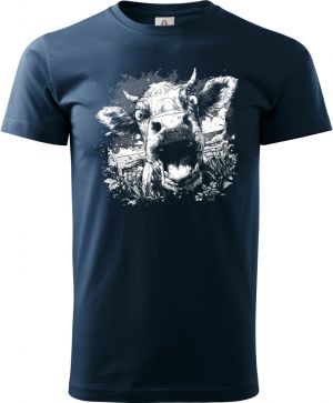 Kráva z pole, bílý potisk