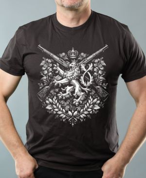 Lev a pušky, bílý tisk