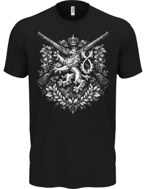 Lev a pušky, bílý tisk