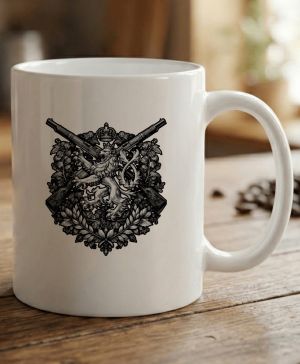 Lev a pušky, černý tisk