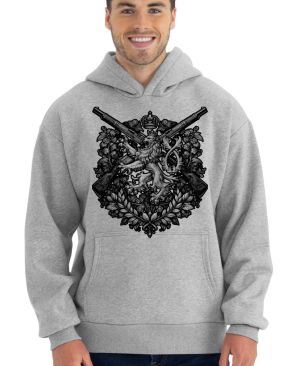 Lev a pušky, černý tisk