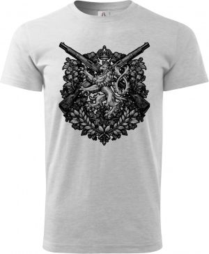 Lev a pušky, černý tisk