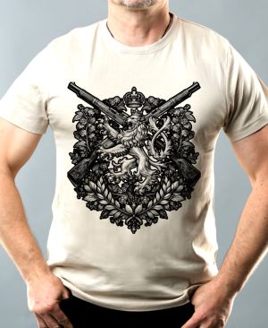 Lev a pušky, černý tisk