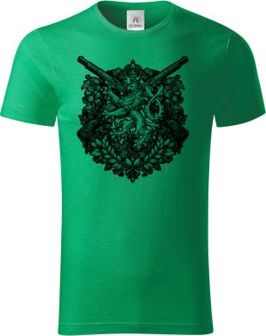 Lev a pušky, černý tisk