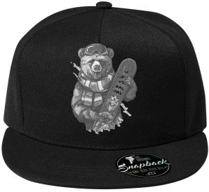 Medvěd snowboardista,bílý potisk