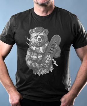 Medvěd snowboardista,bílý potisk
