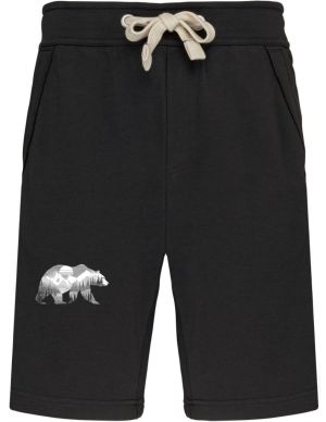 Medvěd s horskou krajinou, bílý potisk