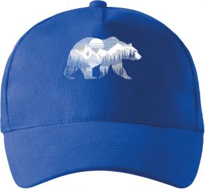 Medvěd s horskou krajinou, bílý potisk