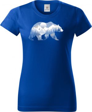 Medvěd s horskou krajinou, bílý potisk