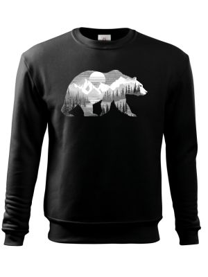 Medvěd s horskou krajinou, bílý potisk