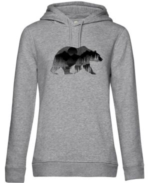 Medvěd s horskou krajinou, černý tisk