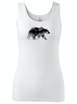 Medvěd s horskou krajinou, černý tisk