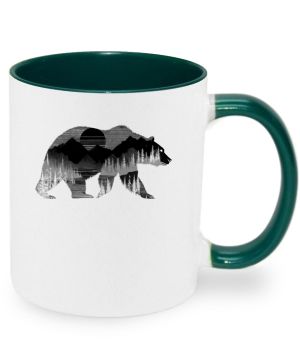 Medvěd s horskou krajinou, černý tisk